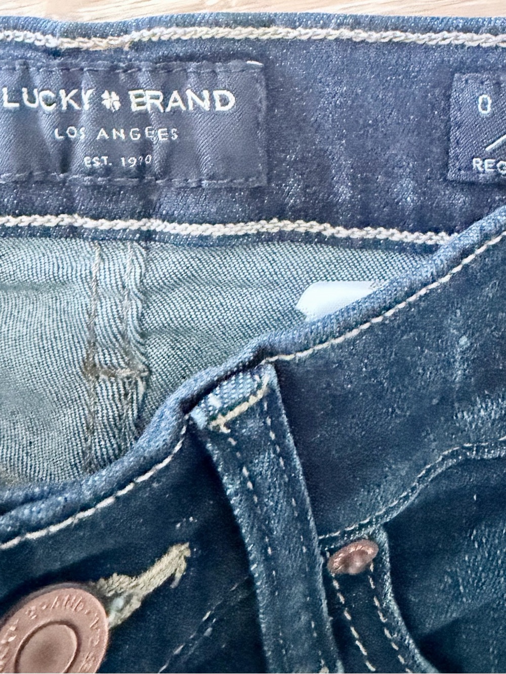 Lucky Brand Dark Indigo Skinny Jeans with Faded Detail - Picture 2 of 3